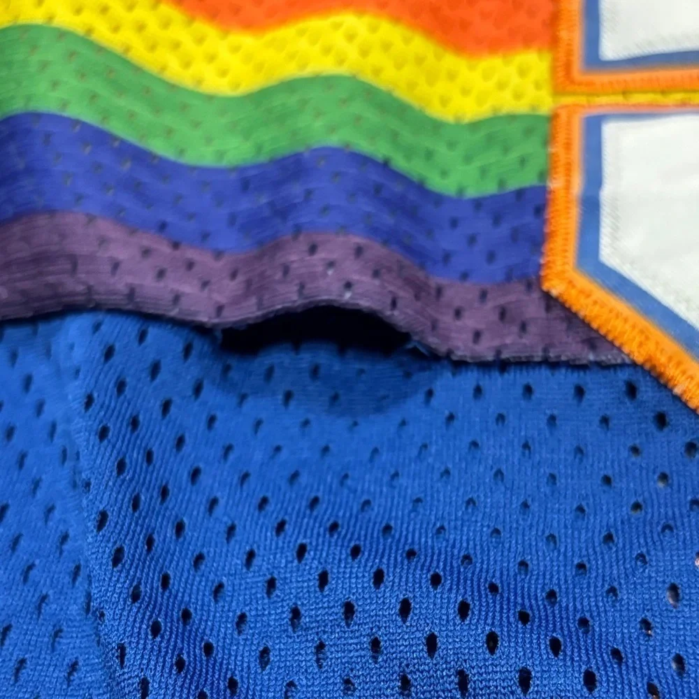 Adidas NBA Mens Size Large Blue Skyline Nuggets Jersey #55 Mutombo *Flaws